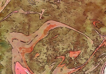 Grunge abstract marble acrylic background. Vintage style artwork, scratched elements. Curves and waves.