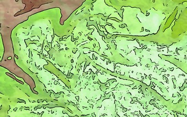 Grunge abstract marble acrylic background. Vintage style artwork, scratched elements. Curves and waves.