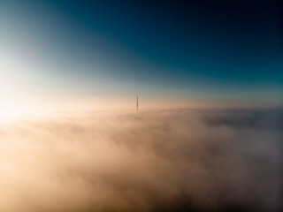 aerial view above fog