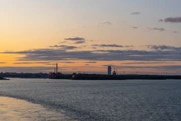 View beautiful sunset in Finland Baltic sea