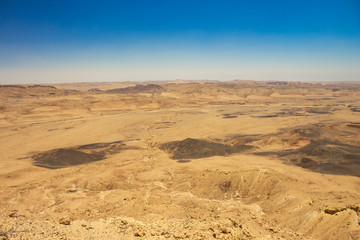Fototapeta na wymiar Israeli desert dry nature scenic landscape wasteland top view photography from drone