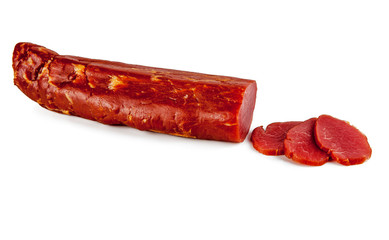 Ripened tenderloin on a white background.