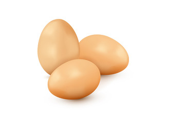Realistic vector yellow eggs on white background