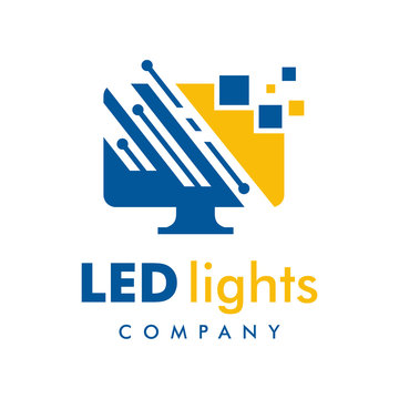 monitor technology logo design template