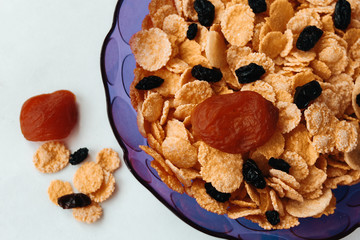 cereal breakfast with honey berries and fruits