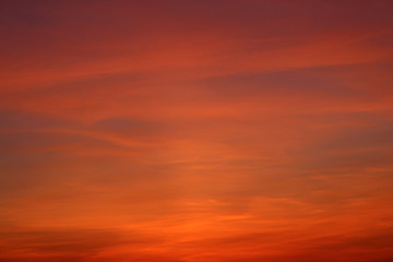 Sky at sunset. Photo red pink evening sky.