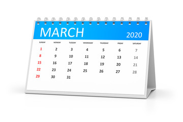 table calendar 2020 march