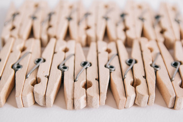 Set of clothespins isolated on white background