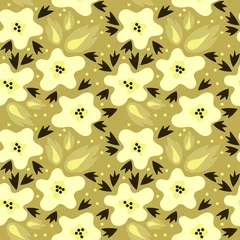 Zelfklevend Fotobehang Vector seamless pattern. Elegant floral background for fashion prints. Simple delicate flowers and leaves, © Надежда Аксенова