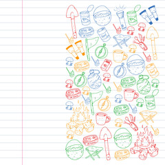 Camping vector illustration. Travel outdoor adventure