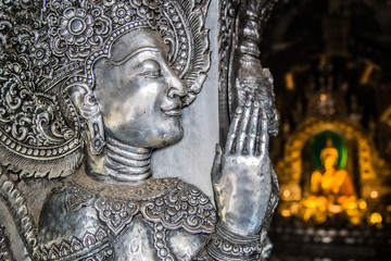 Fototapeta na wymiar Silver temple view in Chiang Mai Thailand