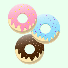 Glazed donuts delicious pastry baking vector illustration