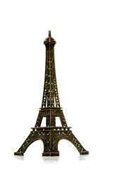 Eiffel tower souvenir isolated on white background