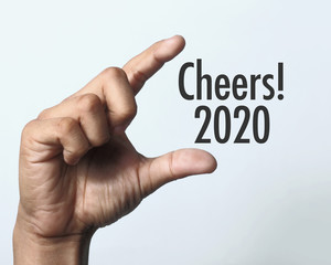 Cheers 2020with hand.