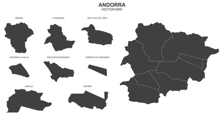 vector map of Andorra on white background - obrazy, fototapety, plakaty