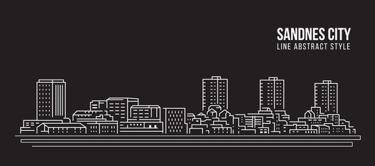 Cityscape Building Line art Vector Illustration design - Sandnes city