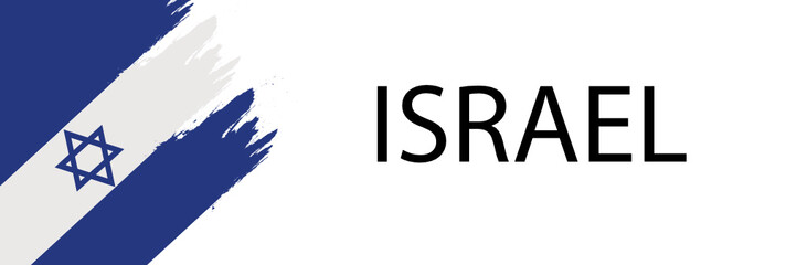 Country Flags -Israel- Brush Strokes Painted Flag with White Background