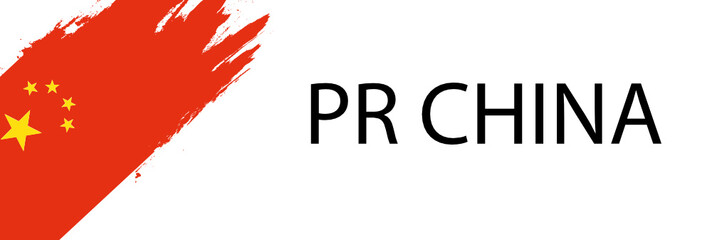 Country Flags -PR China- Brush Strokes Painted Flag with White Background