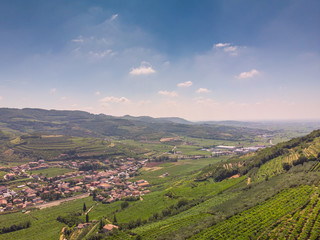 Fototapeta na wymiar Luftaufnahme der Weinberge um Illasi in der Provinz Verona, Venetien, Italien