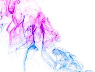 Colored smoke on white background
