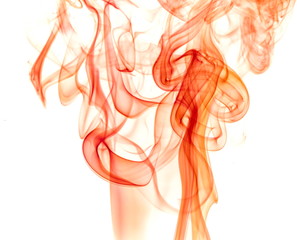 Red smoke on white background