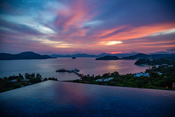 Fototapeta na wymiar Phuket sunset views from baba nest beach club, in Thailand