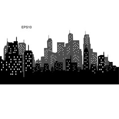 	 Vector city silhouette with windows. Vector Illustration