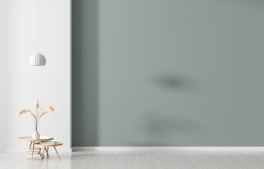 Empty wall in Scandinavian style interior. Minimalist interior design. 3D illustration.
