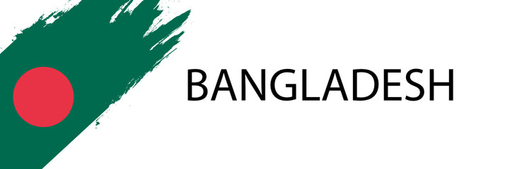 Country Flags -Bangladesh- Brush Strokes Painted Flag with White Background