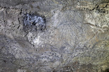 small stalactites, rock formations hanging droplets from the cave arches. stone formation. archeology
