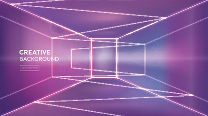 Vivid purple fufuristic laser room background