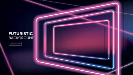 Fototapeta premium Futuristic creative design dark background with colorful neon light beams