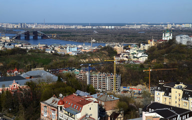 April 13, 2015 - Panorama of Kyiv from the height of a bird's flight. Kyiv, Ukraine