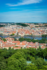 Fototapeta na wymiar The Vltava river running through Prague, Czech Republic.