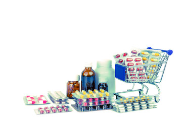 pills and medicine on shopping cart
