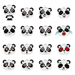 Big set of heads with expressions of emotions of funny panda bear in cartoon style isolated on white background - 284290313