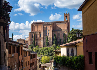 Streets of the old European city, Siena, Italy.