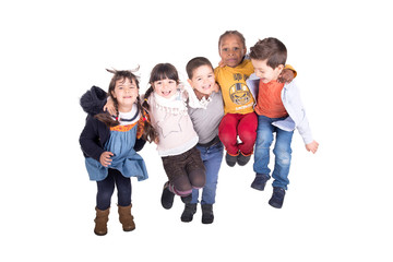 little kids posing isolated in white