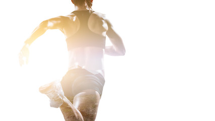 Abstract concept of running young sportswoman