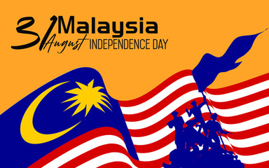 Malaysia happy independence day greeting card, banner, vector illustration. Malaysian national day 31st of August 
