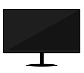 Black wide monitor on a white background. Vector illustration.