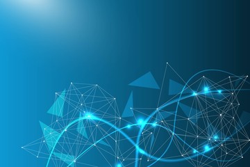 Big Data Visualization Background. Modern futuristic virtual abstract background. Science network pattern, connecting lines and dots. Global network connection vector.