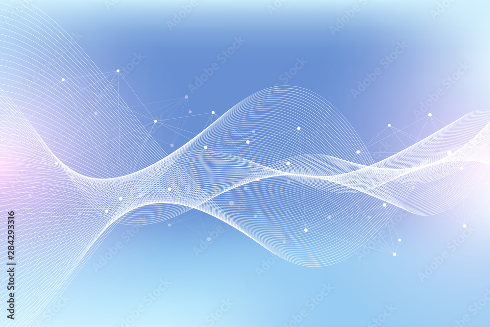 Aufkleber expansion of life. colorful explosion background with connected line and dots, wave flow. visualizat