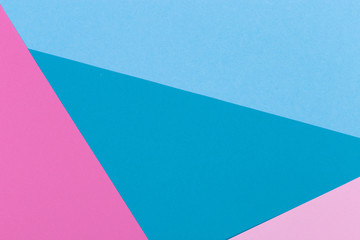 Paper pink, blue, pastel empty background, geometrically located. Color blank for presentations, copy space.
