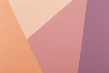 Paper Purple, yellow, orange, pastel empty background, geometrically located. Color blank for presentations, copy space.