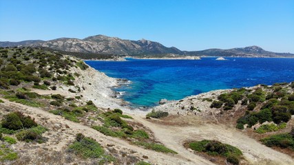 vue aérienne du Cape Malfatano, Sardaigne, Italie