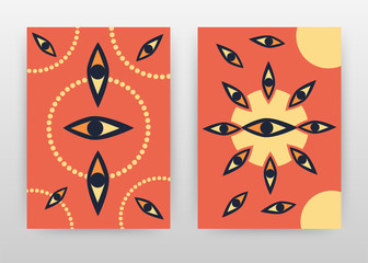 Abstract eye and dotted red yellow texture design for annual report, brochure, flyer, poster. Red background vector illustration for flyer, leaflet, poster. Business abstract A4 brochure template.