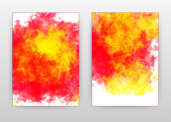 Yellow red brushed paint art design for annual report, brochure, flyer, leaflet, poster. Red yellow brush painting art background. Abstract A4 brochure template. Vector illustration.
