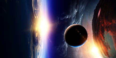 Abstract planets on space texture