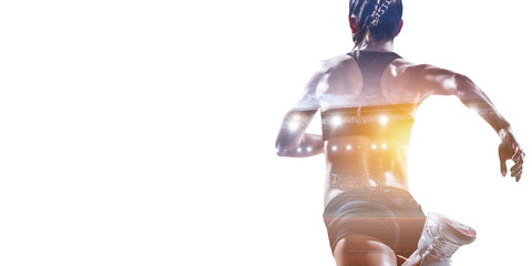 Abstract concept of running young sportswoman